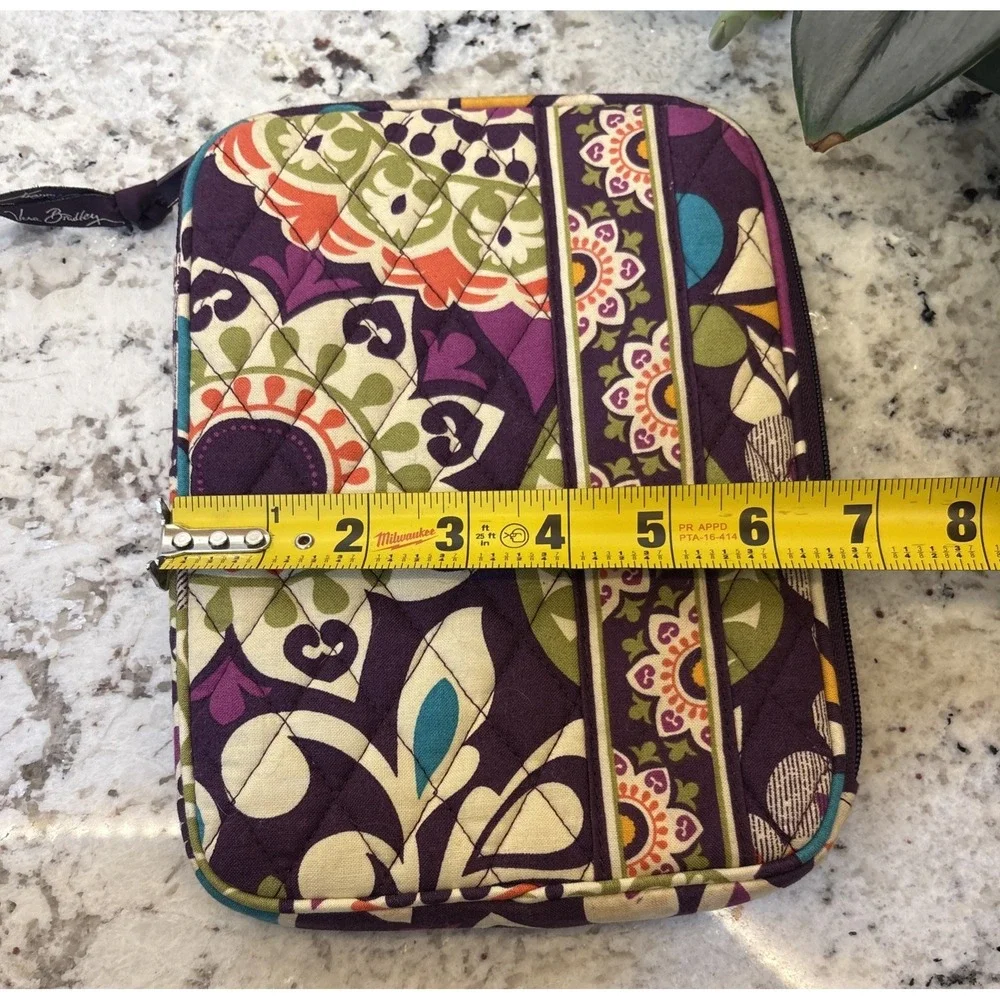 Retired Plum‎ Crazy Quilted Cotton Floral Design Tablet Case 9 X 6.5 Inches